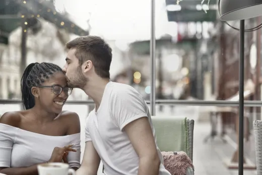Happy couple enjoying a loving moment in a c - Dating & Apps