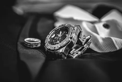 Stylish black and white close up of a wristw - Wedding Fashion & Jewellery