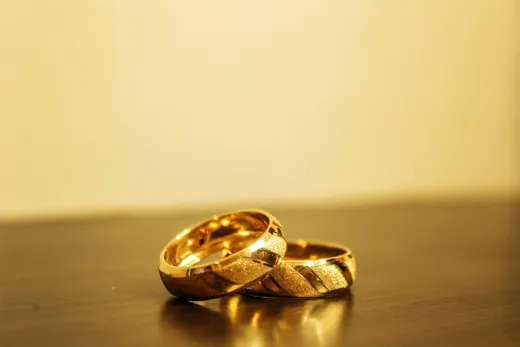 Close up of gold wedding rings symbolizing l - Wedding Fashion & Jewellery
