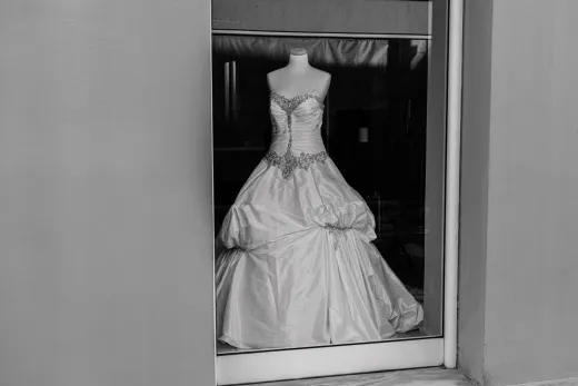 A stylish monochrome shot of a wedding dress - Weddings (General)